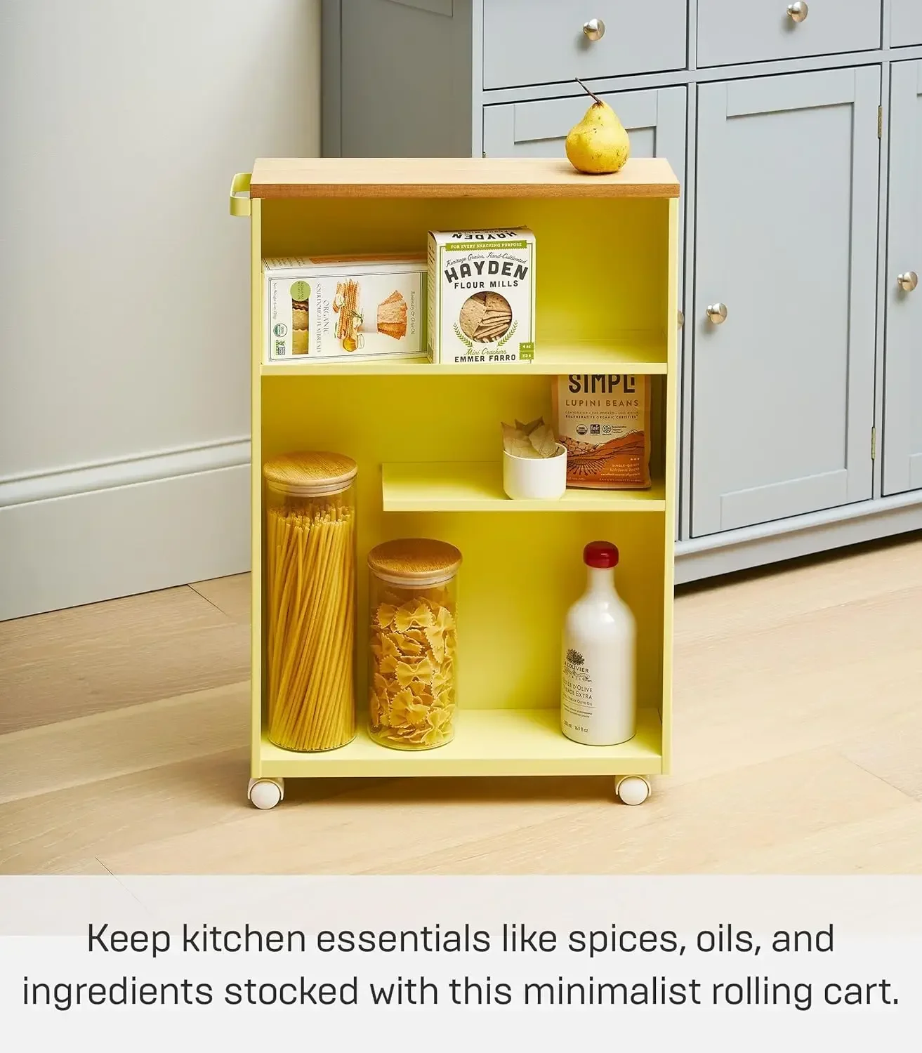 Home Slim Rolling Storage Cart – Narrow Bathroom Storage Cabinet with Handle, Slim Bathroom Storage Cart with Wheels, Easy Assem