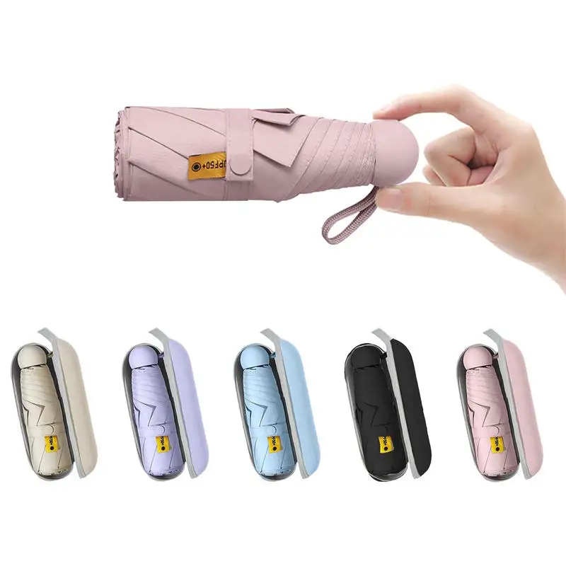 Anti UV  Super Mini Pocket Compact Sun Umbrella Folding Rain Windproof Travel mini umbrella Mini UV Sun Sombra