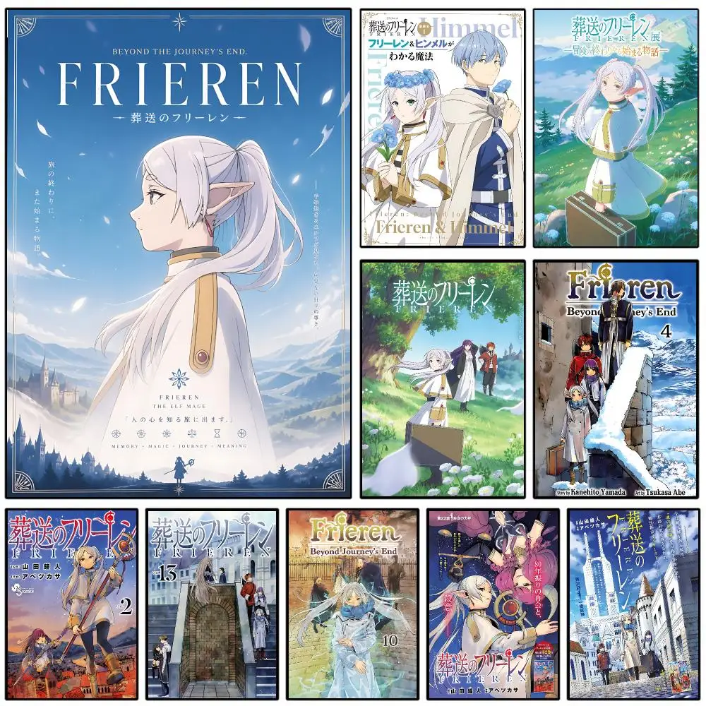 Best Seller Anime F-Frieren Poster Sticker Self Adhesive For Playroom Bedroom Hallway Home Wall Art Decor Perfect Gift