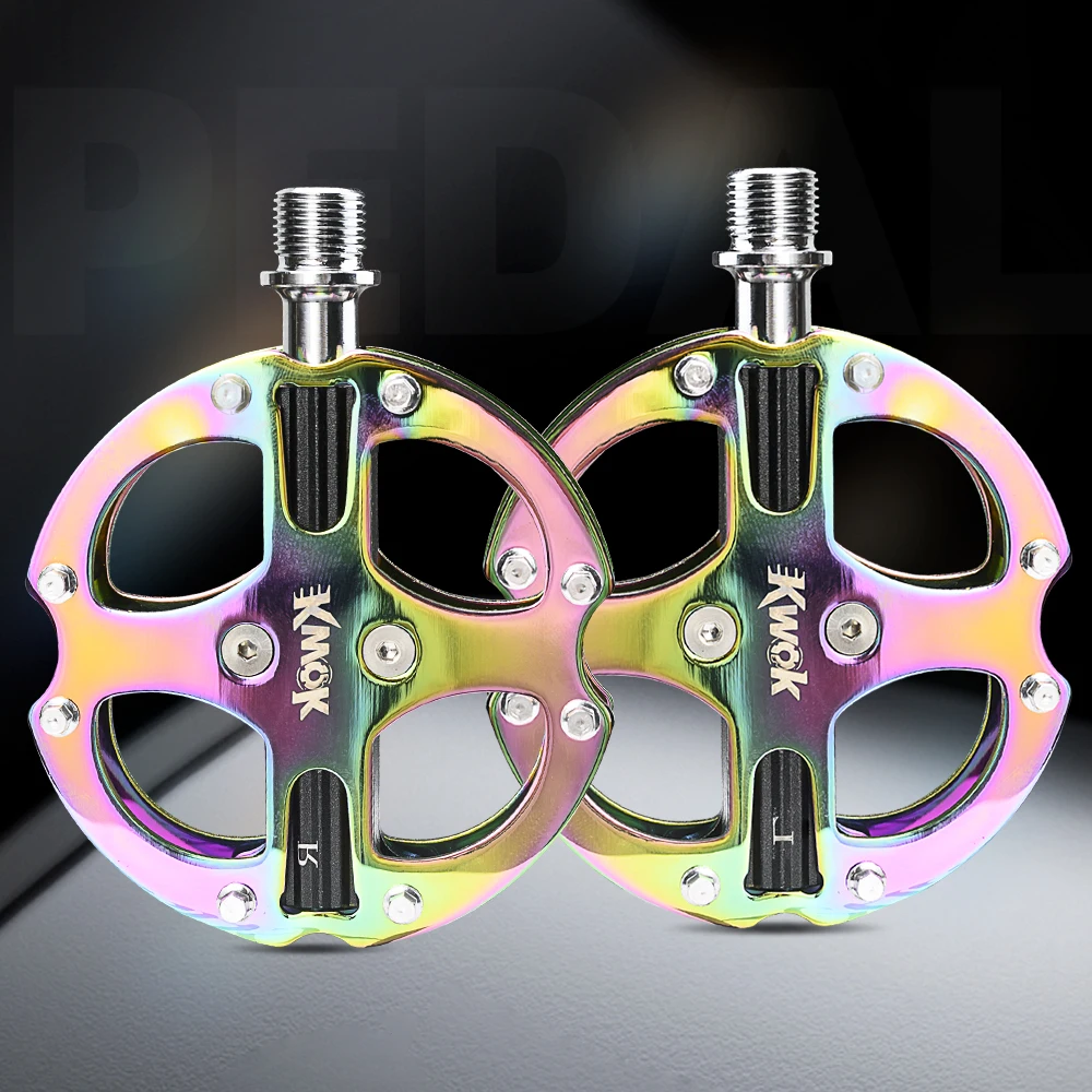 

KWOK MTB Pedal Rainbow 290g Super Light Bicycle Pedals Aluminum Alloy 3 Sealed Bearing Pedals Non-slip Pedals Cycling Platform