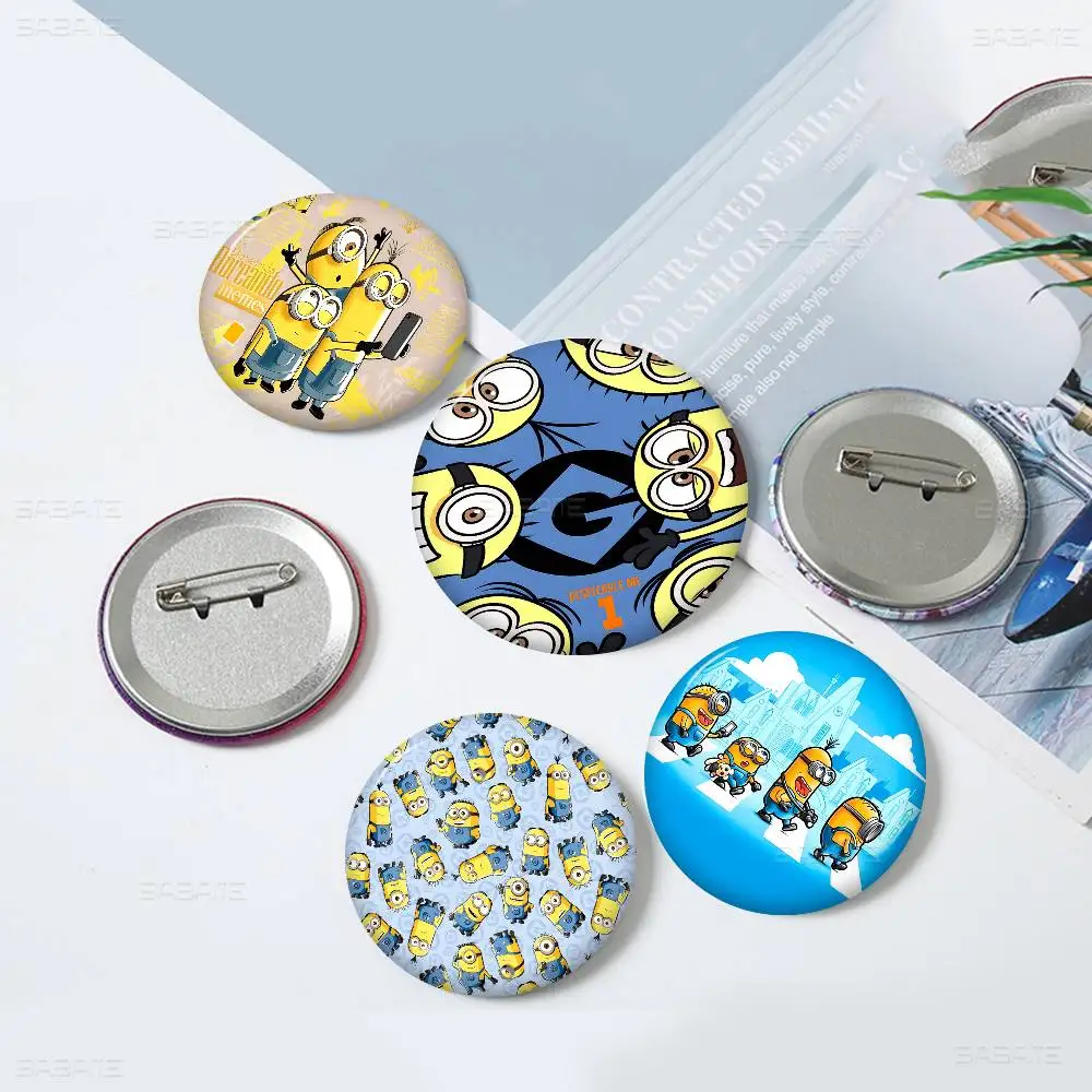 Cartoon Movie M-Minions 58mm Animals Funny Brooches Badge Backpack Clothes Gift Accessory