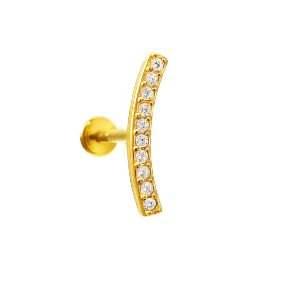 Zircon Labret Piercing Forward Helix Earring 100% 316L Stainlesss Steel Internally Threaded Tragus Stud Body Jewelry