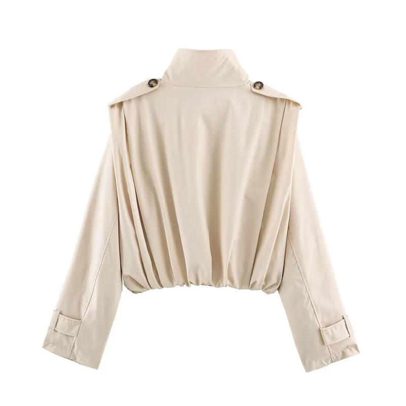 Guobioziy Women's Slim-Fit Pleated Trench Coat 2026 Spring-Autumn New Model European Casual Fashion Classic Punk Street Style