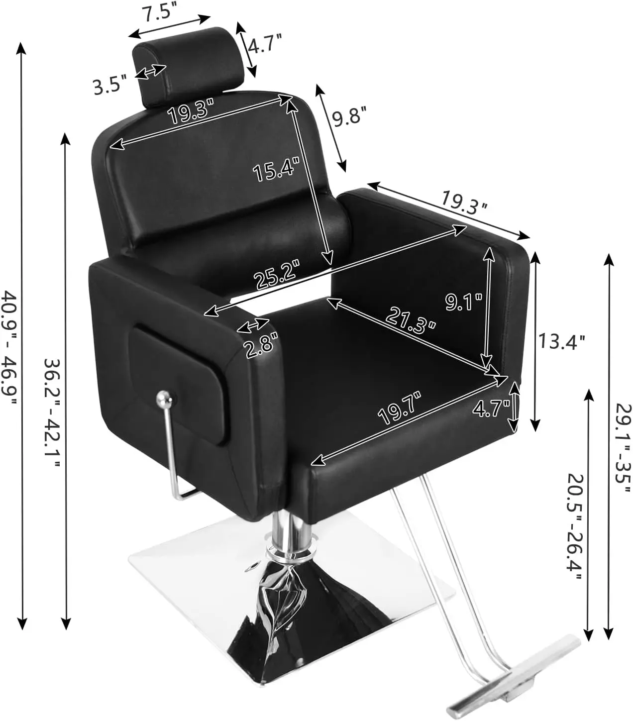 Reclining Barber Chair Spa Chair Hairdressing Styling Chair with Adjustable headrest