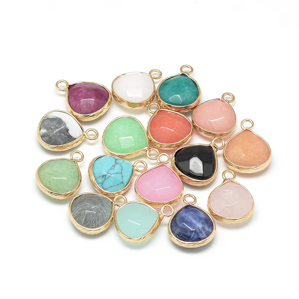 

20pcs Natural Synthetic Stone Pendants Faceted Teardrop Gemstone Pendants for Jewelry Making Diy Earrings Necklace Accessories