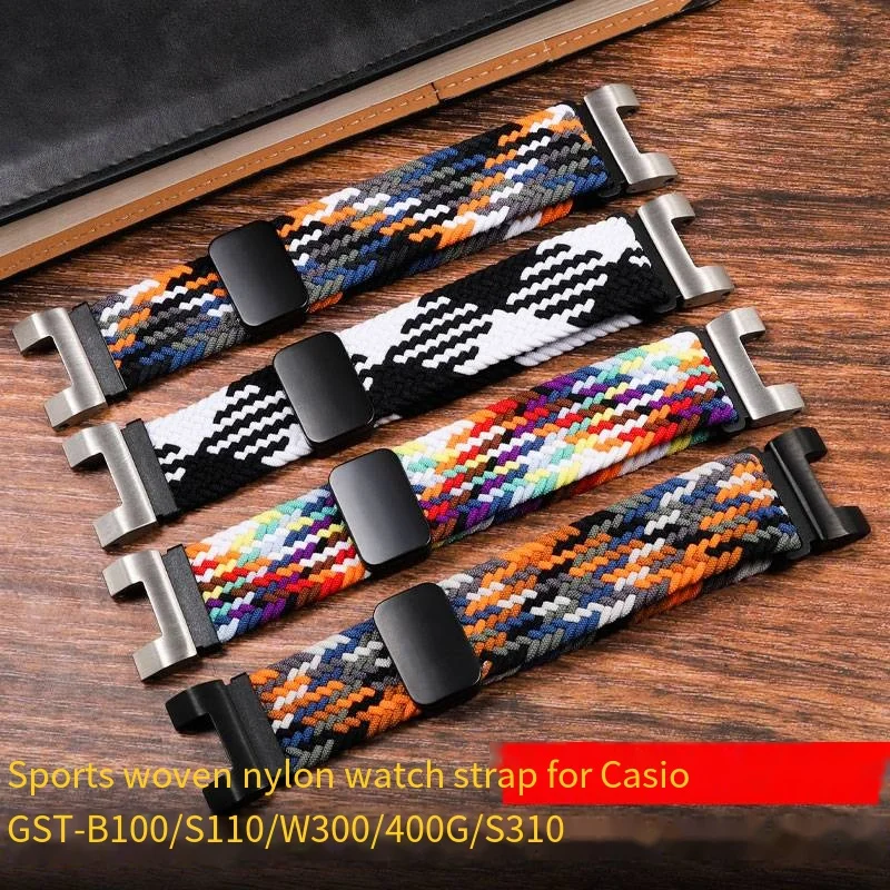 Woven nylon strap for Casio G-SHOCK GST Series GST-W300 210 400G S130 S310 S330 B100 strap Modified Sports magnetic strap