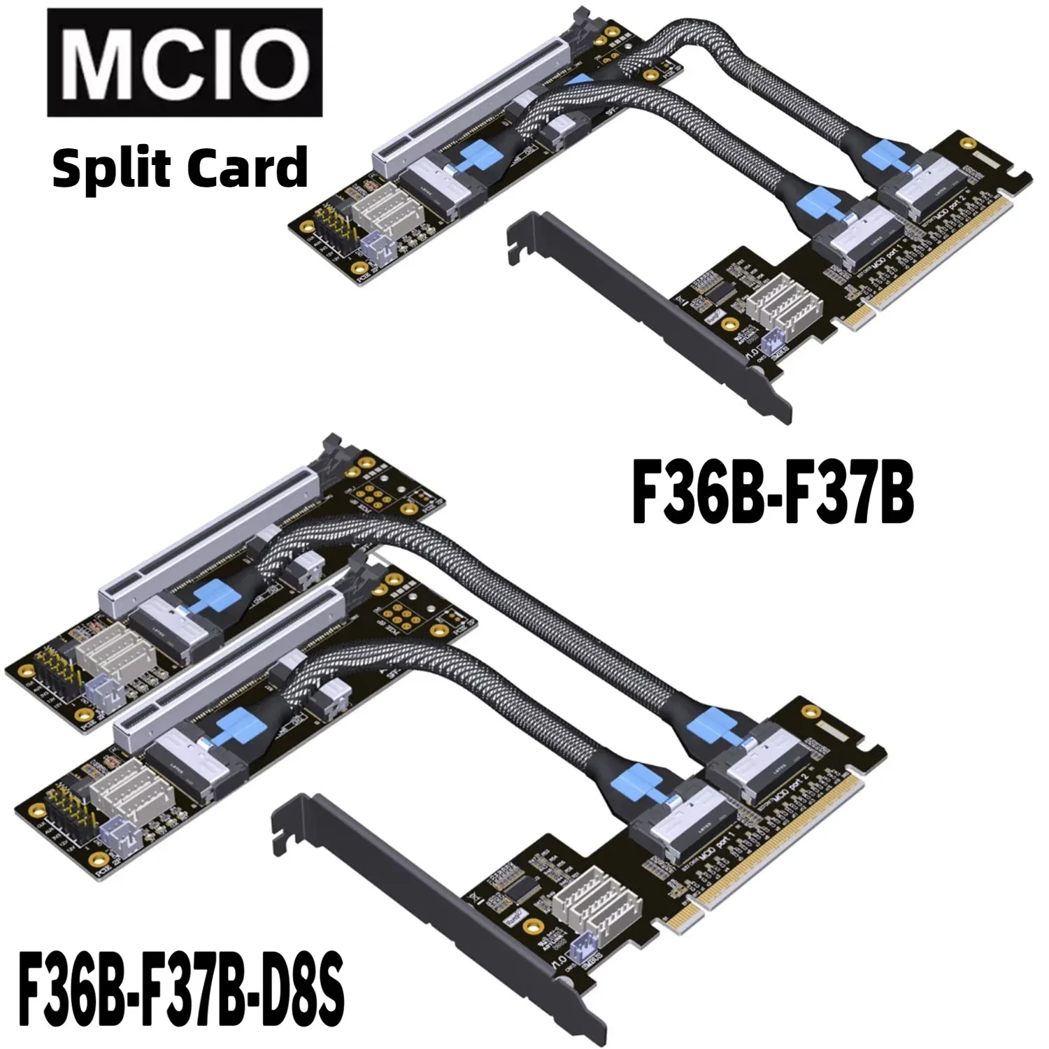 

Видеокарта ADT PCIe 4.0 x16 MCIO Разделенная карта Удлинительный кабель GEN4 PCI-E X16 к X8 X8 Адаптер раздвоенной карты SFF-TA-1016
