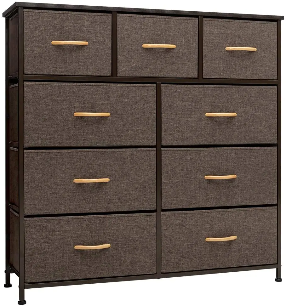 

Серо-коричневый тканевый ящик для хранения, башня, 9-ящик, комод, комод, мебель для спальни
