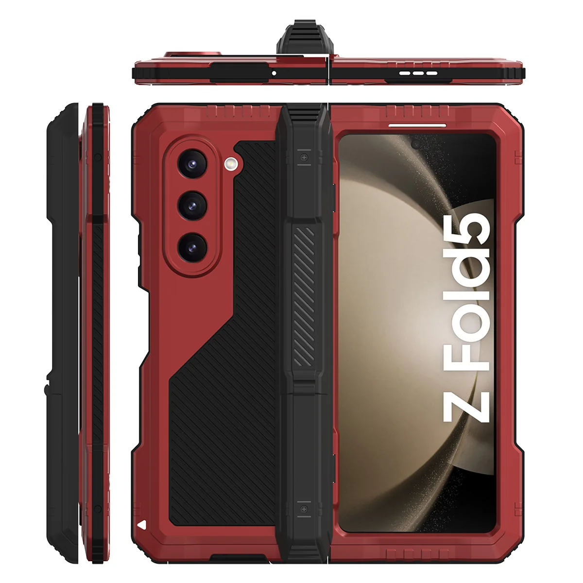 R-just Rugged Armor 360 Full Mobile Phone Cases For Samsung Galaxy Z Fold 6 5 4 Fold5 Fold6 Metal Aluminum Shockproof Cover Case