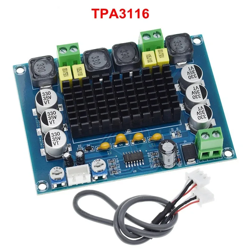 TPA3116 D2 DC 12V 24V 120W*2 디지털 오디오 고출력 앰프 보드 듀얼 채널 스테레오 고출력 서브우퍼 보드 키트 XH-M543