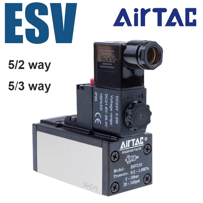 AirTAC ESV Solenoid Valve ISO5599-1 Pneumatic Air Control Valve ESV200 ESV300 ESV400 ESV600 Series 5 Port 2 Position 3 Position