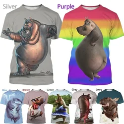 Summer Fashion Personality Hippo 3D Printing T Shirt Hip Hop Rock Casual Animal Short Sleeved Tee Shirts