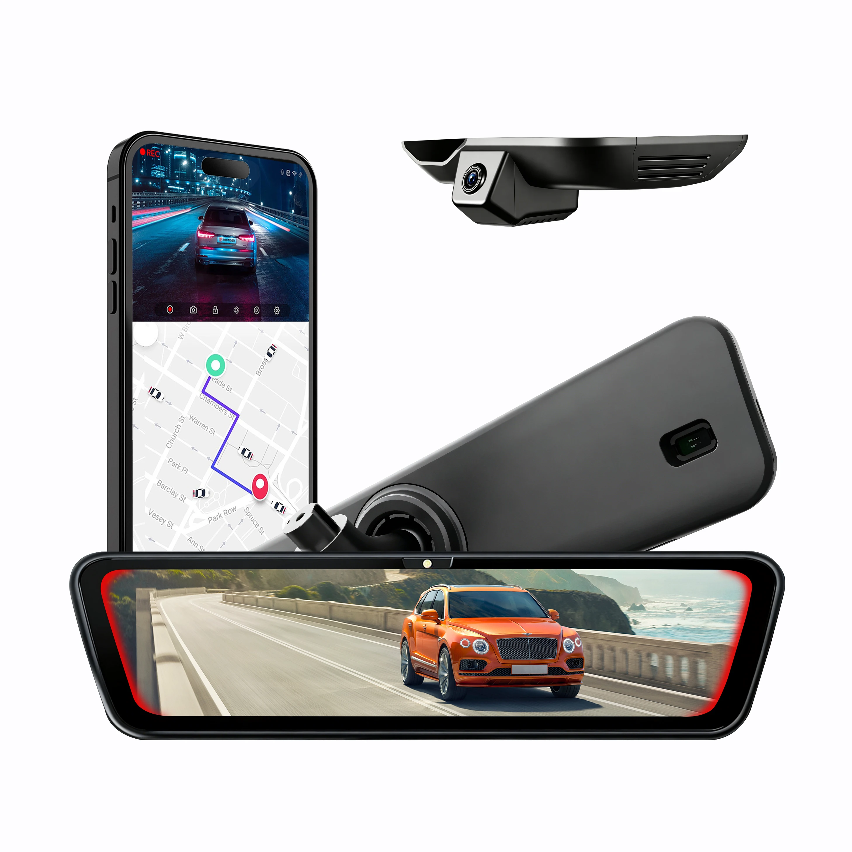 HDR 2K Dual Lens Dashcam Automotive-grade Digital Streaming Media Support Ai: Pedestrian/vehicle/traffic Light Warning