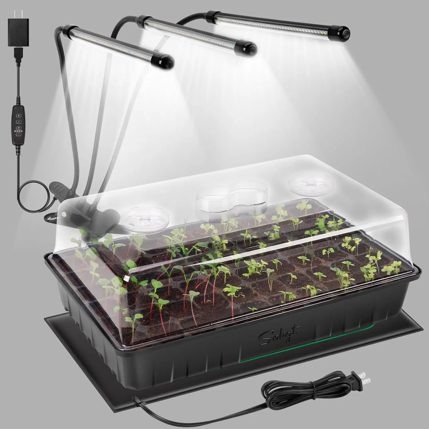 

60-Cell Indoor Seed Starter Kit with Grow Light, Heat Mat, and Timer for Healthy Plant Growth