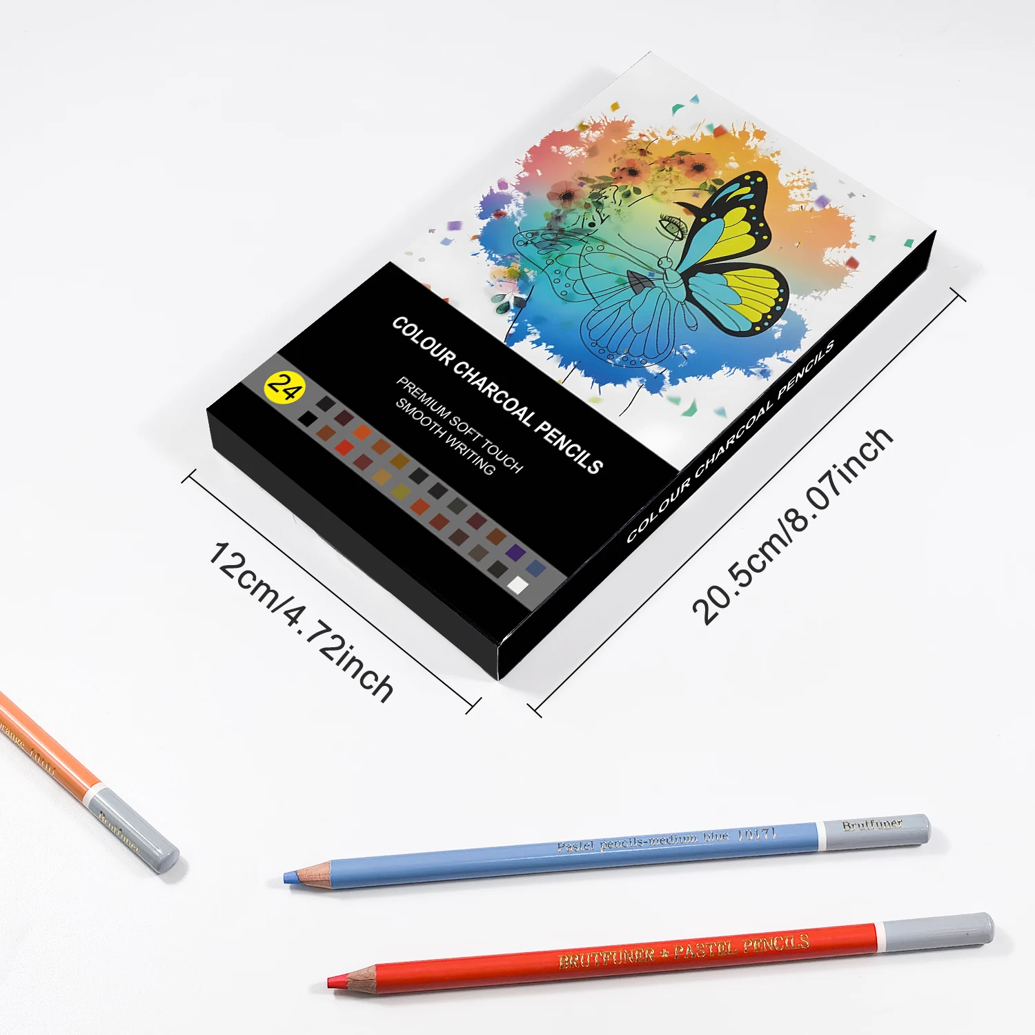 مجموعة رسم 24 قلم رصاص فحمي ملون ممتاز، أقلام طباشير فاسق، أقلام رصاص ملونة للصورة، لتلوين الفنانين والرسم