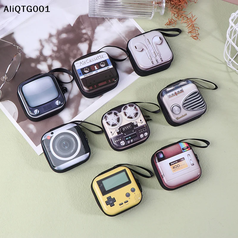 Monedero con Diseño de Instrumentos Musicales Retro para Estudiantes, Portátil, para Niñas, Caja de Almacenamiento Pequeña