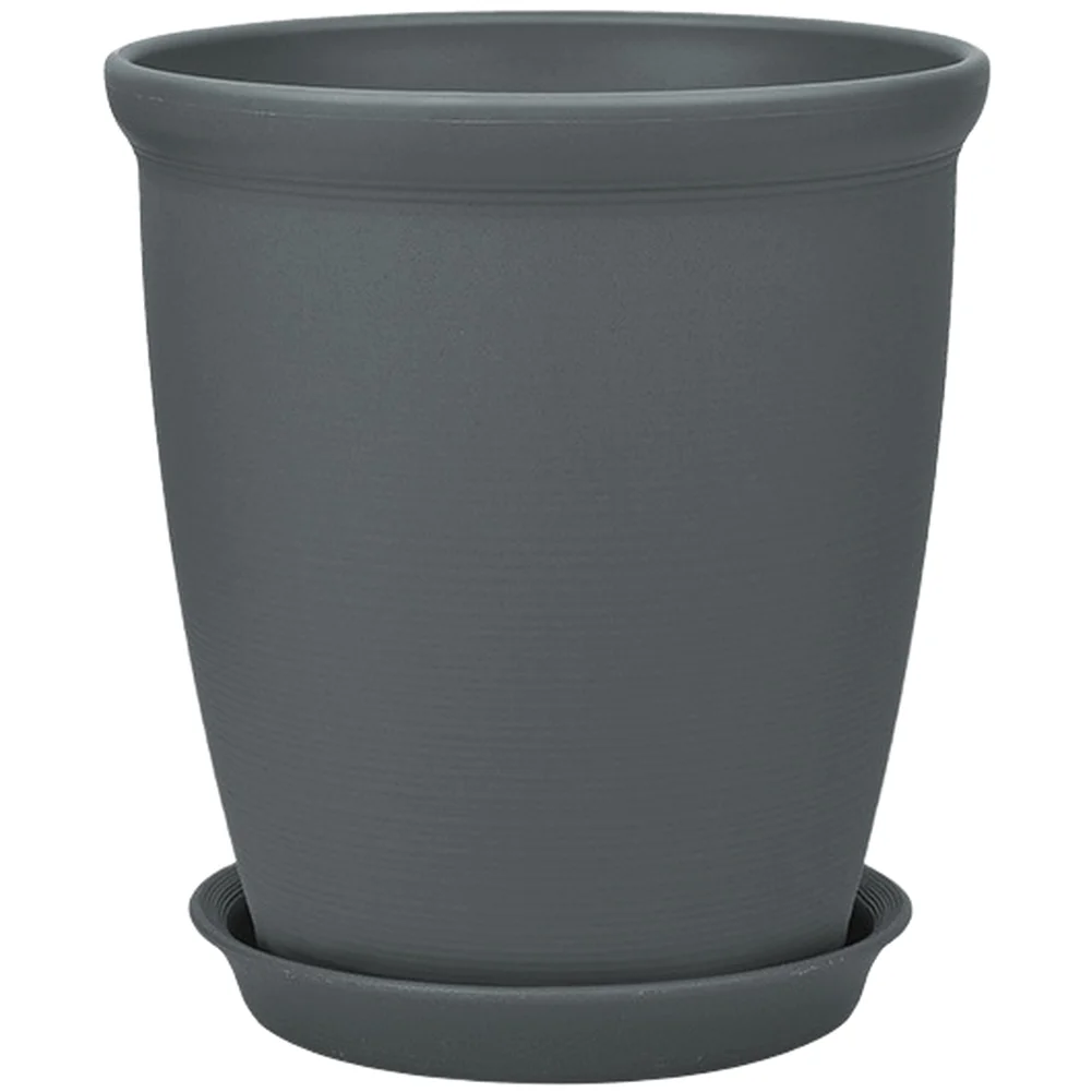 for retro Large Plastic Flower Pot with Tray for Home Garden Indoor Outdoor Use 19.8x13x22cm Dark Gray Brick Red White