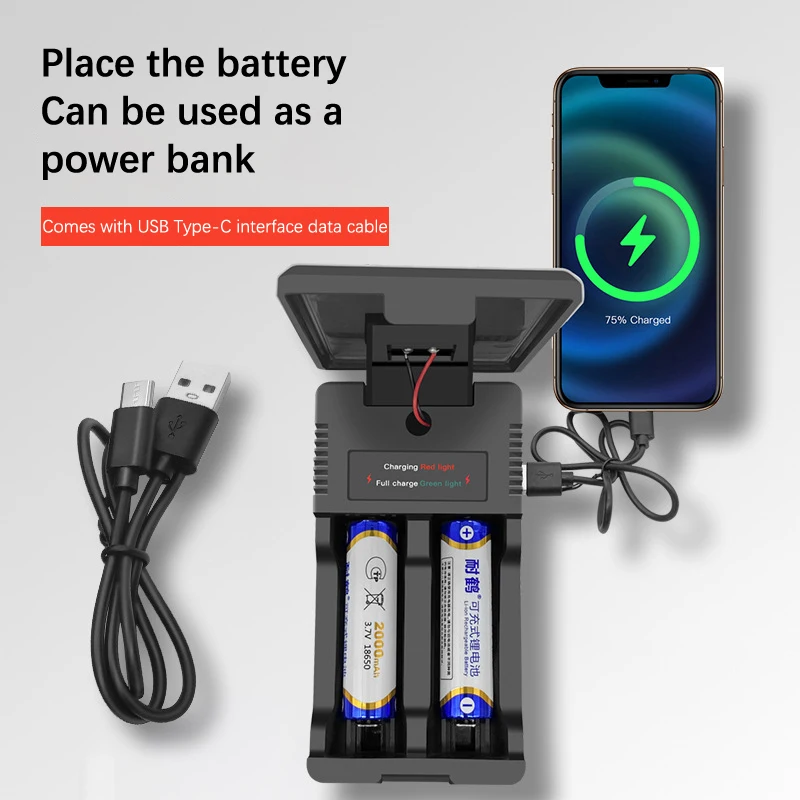 Ładowarka 18650 Wielofunkcyjny inteligentny uchwyt na baterie litowe typu C do pojemników na baterie 18650 Obudowy Power Bank