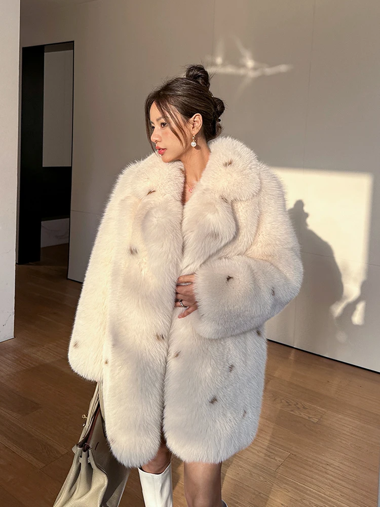 Fangtai-Natural Real Fox Fur Coat para Mulheres, Jaqueta de Inverno Quente, Colete de Luxo, Outwear Feminino, Frio, Frete Grátis, Novo, 2022