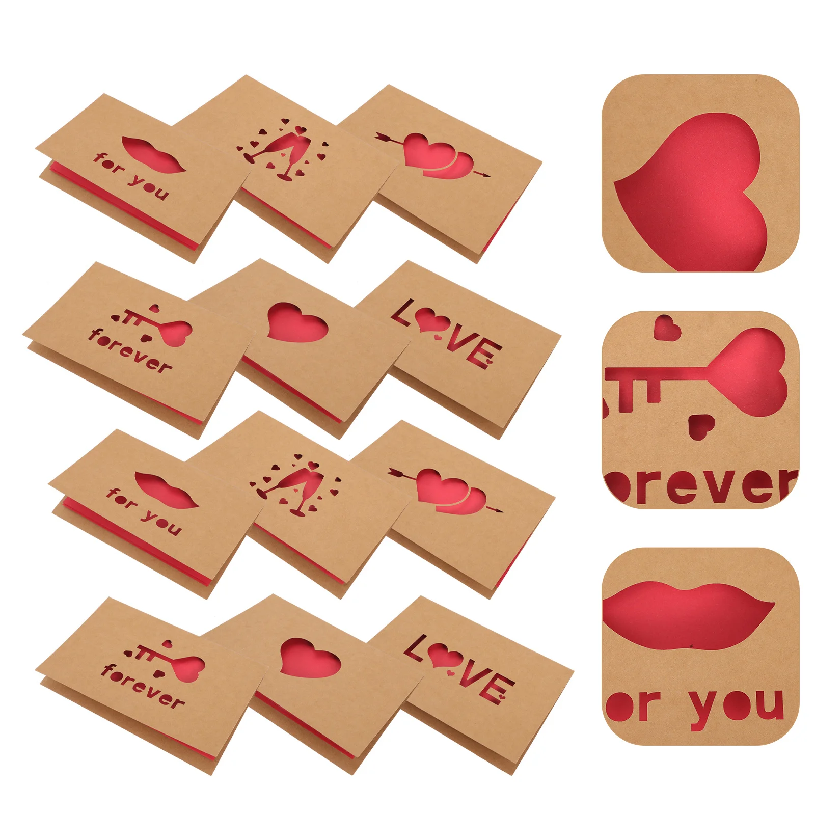 

12Pcs Heart Valentines Day Greeting Cards Delicate Design Express Love Best Wishes Romantic Gift Cards Valentines Day Card