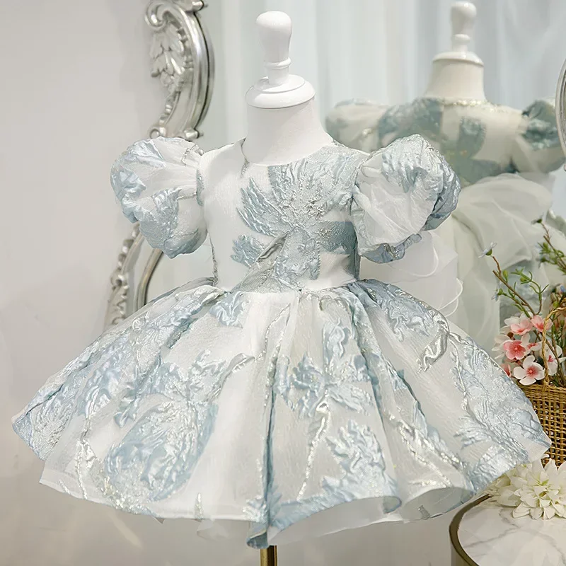 2024 Baby Spanish Lolita Princess Infant Ball Gown Unique Fabric first  Birthday Party Christening Communion Dresses For Girls