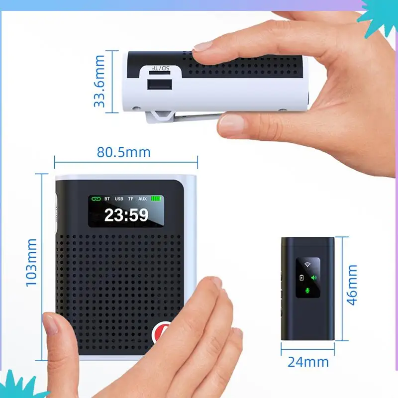 ABZW 교사 투어 가이드 무선 칼라 앰프 디지털 디스플레이 Little Bee 다기능 휴대용 스피커 앰프