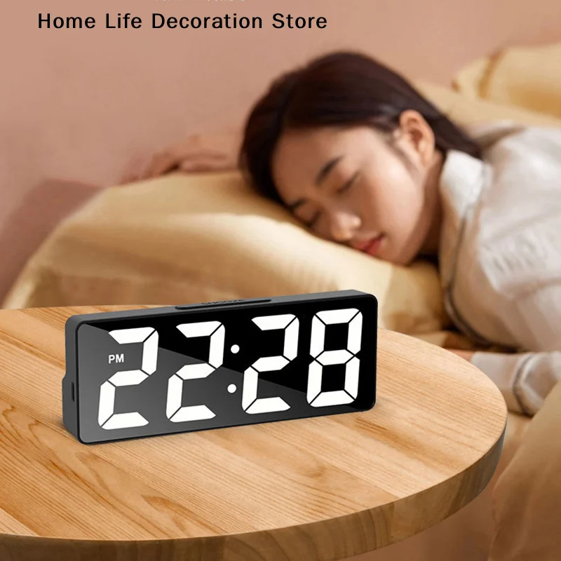 【TG】LED Mini Mirror Alarm Clock Electronic Digital Alarm Clock Digital Table Clock Room Desk Decorating Smart Small Tools Home
