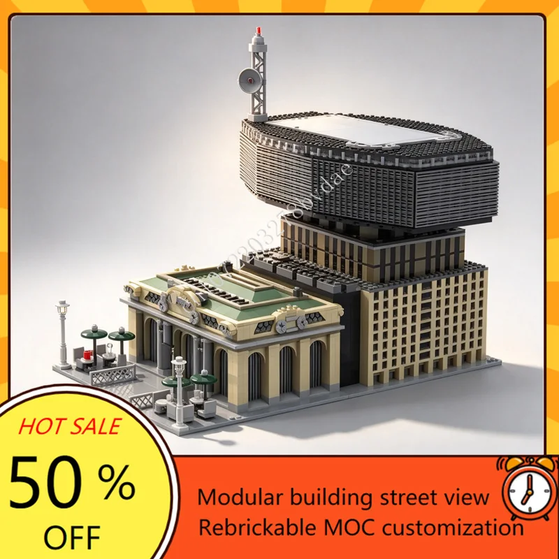 5408PCS Grand Central Terminal and Metlife Add-on MOC Creative street view Model Building Blocks DIY Assembly Model Toys Gifts