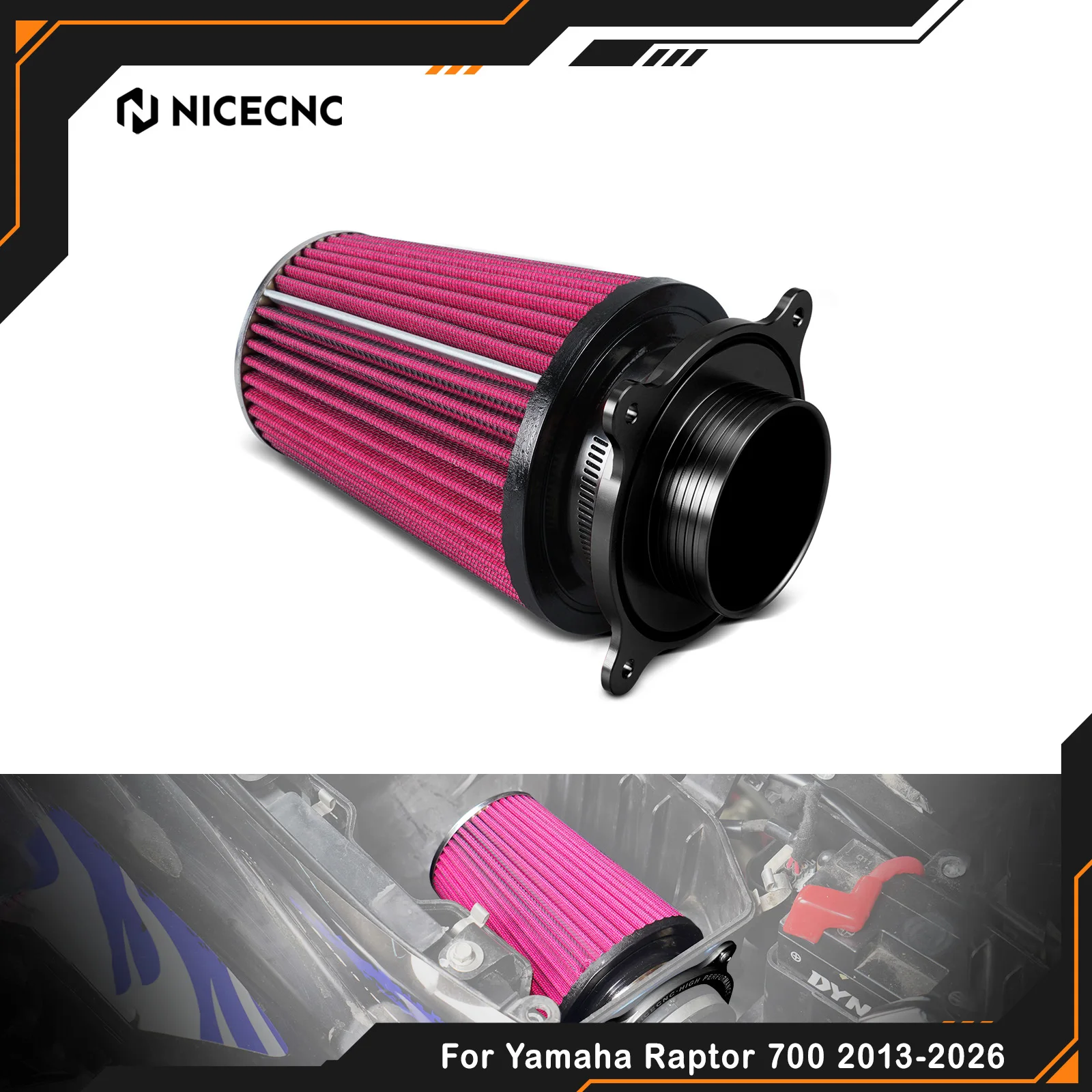 NICECNC For Yamaha Raptor 700 2006-2011 2013-2026 Air Filter Intake Kit For Yamaha Raptor 700R Special Edition II Gytr Edition