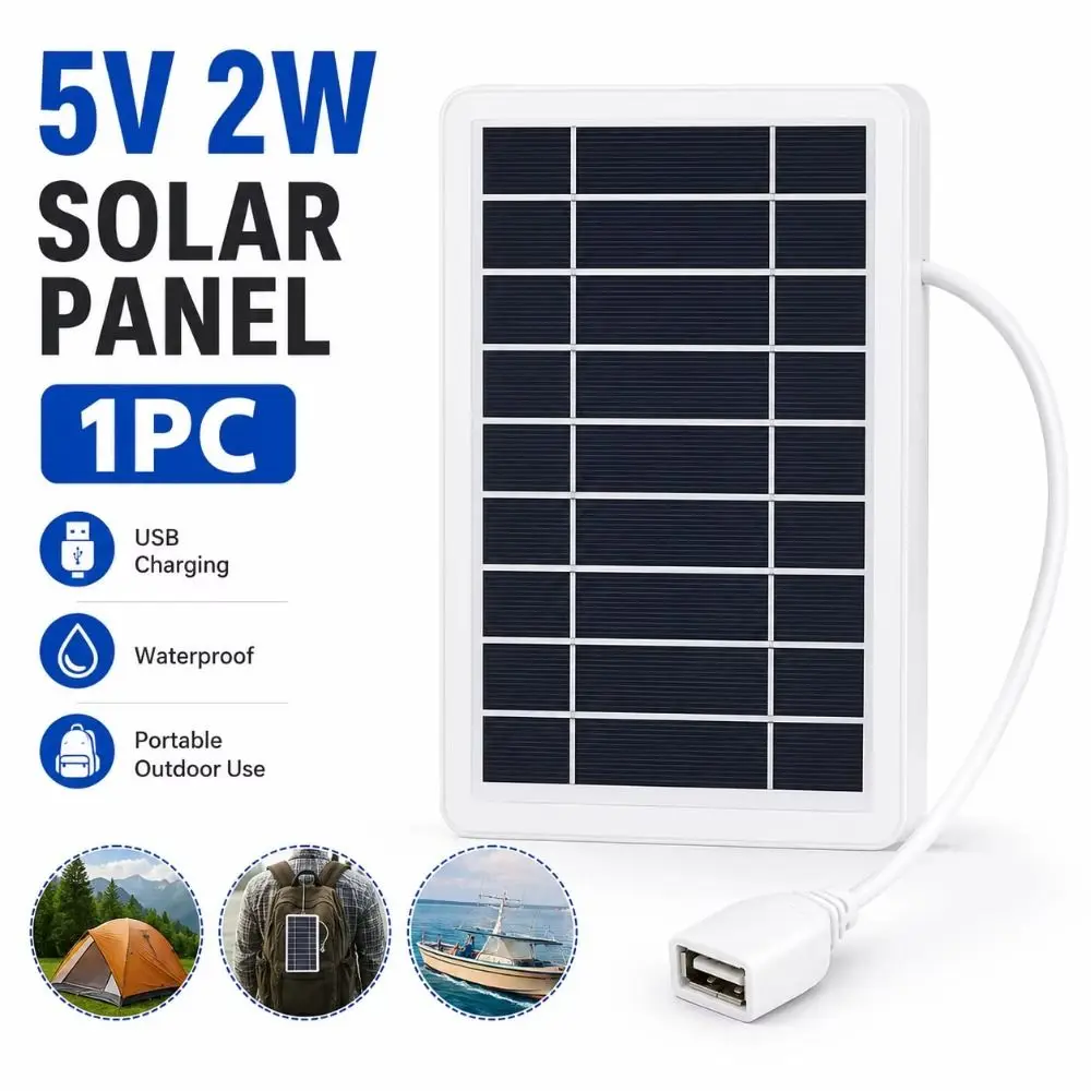 5V USB Solar Charger Panel with USB Output Versatile Power Source Solar Panel Charger High Efficiency 2W/4W/6W/8W