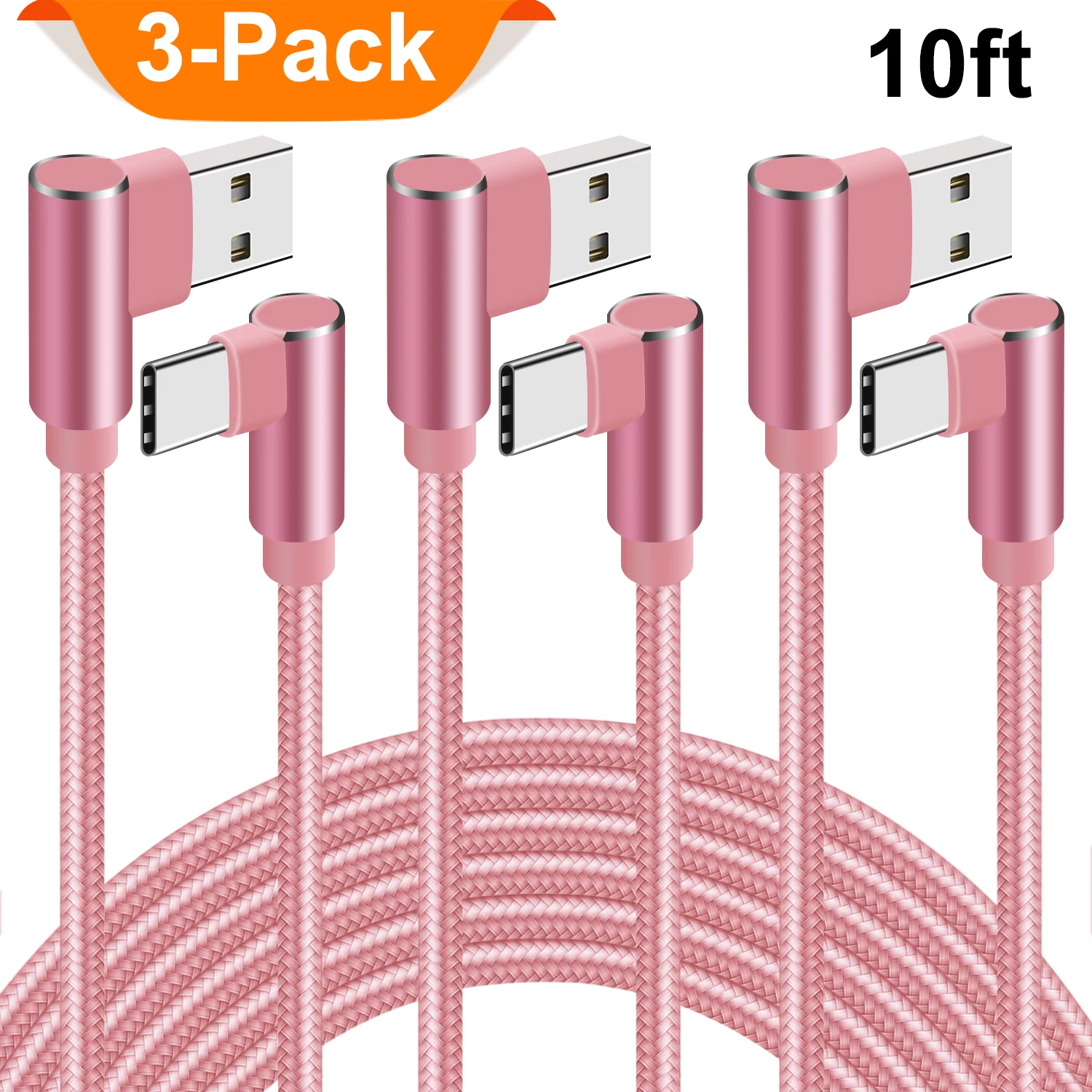 

USB Type C Charger Cable 90 degree 2M/3M Fast Charging Cord for iPhone 16 15 Pro Max Samsung Galaxy Huawei Android Mobile Phone
