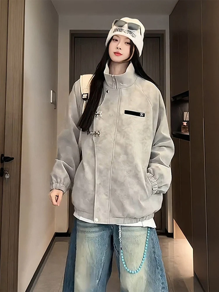 

New Chinese Sle Men's Thiened Cotton Jaet Dyed Stand Collar Tee-Proof PU Leather Retro Workwear Jaet for Autumn Winter