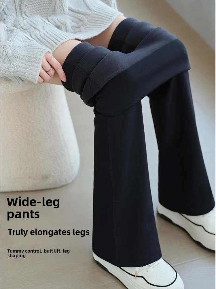 Thiened Fce Women's Bell Bot Pants Fitn arkskin Trousers a Butt Lifting Elastic Winter Outerwear