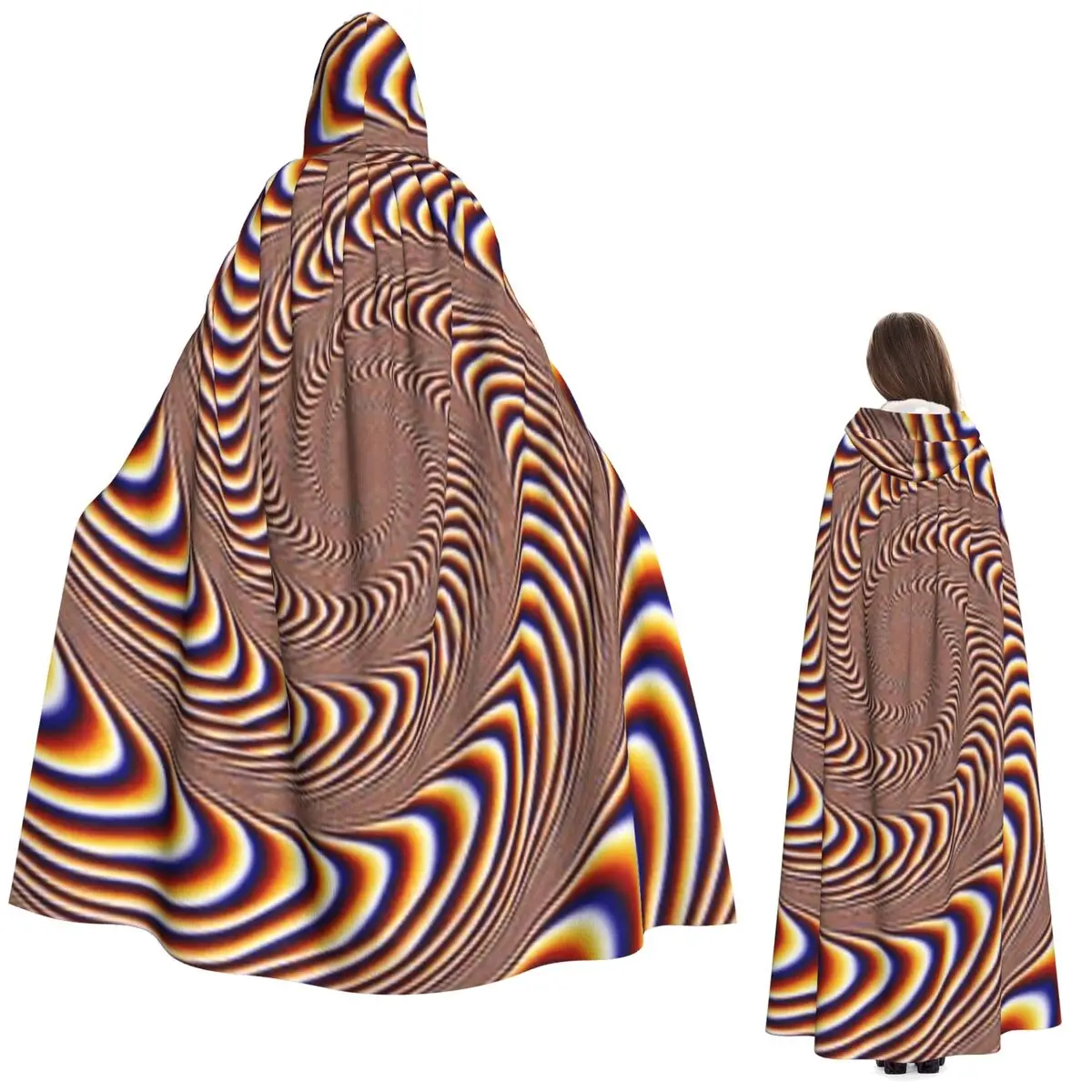 

Психоделический завиток, длинный плащ с капюшоном, средневековый костюм ведьмы, накидка для косплея, пальто на Хэллоуин для взрослых, унисекс