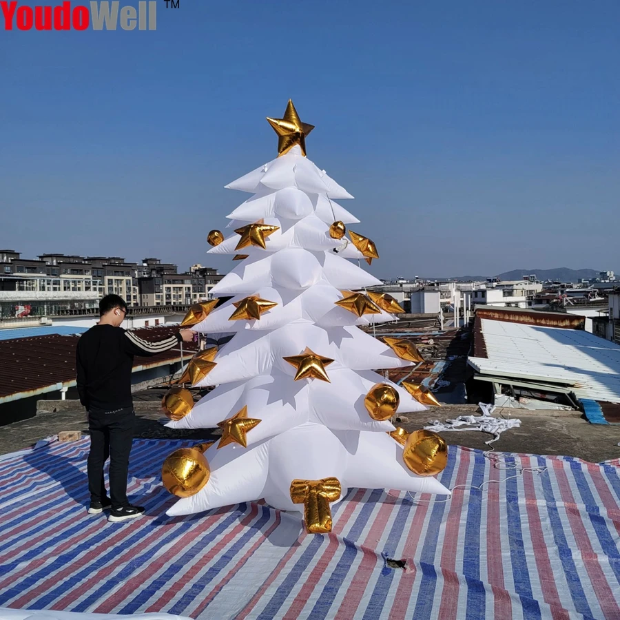 3m Inflatable Hanging White Christmas Tree, Used For Christmas Activities, Snowman, Winter Yard Decoration