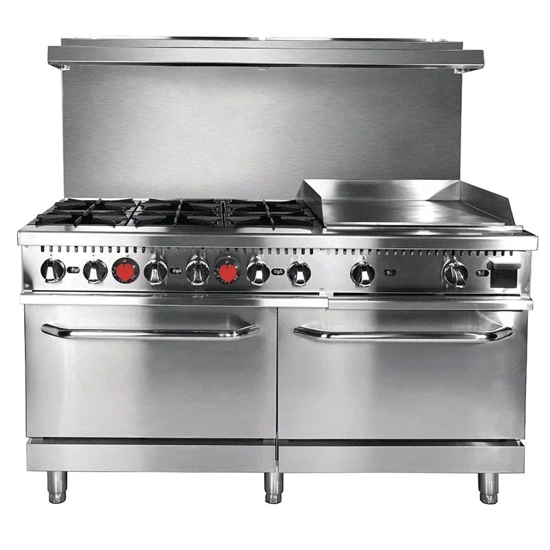 Commercial Standing 6 Burner Gas Stove With Oven And Grill Griddle Industrial Gas Range Stove Cooker Hot sales