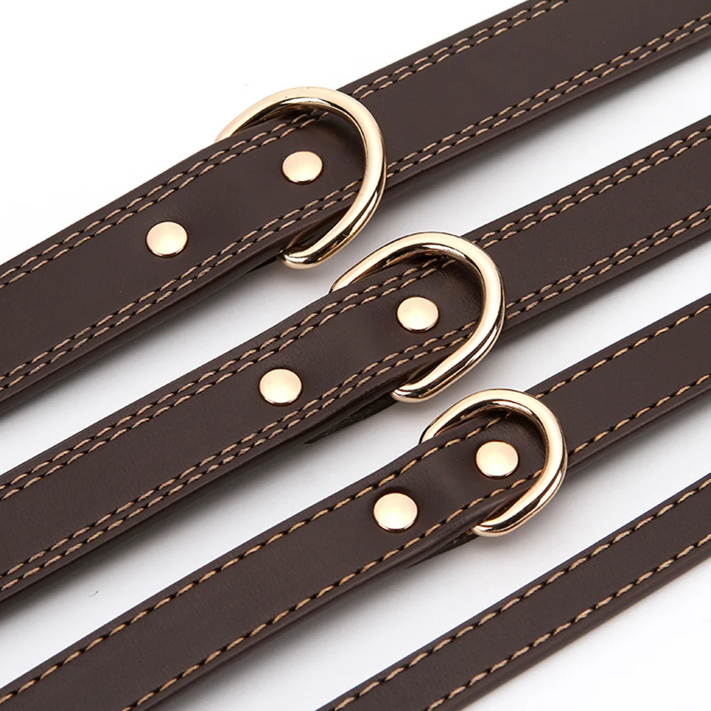 

Creative Dog Pet Collar Coffee Size M Adjustable Neckband with Bell D-Ring Decor for Daily Outdoor Use