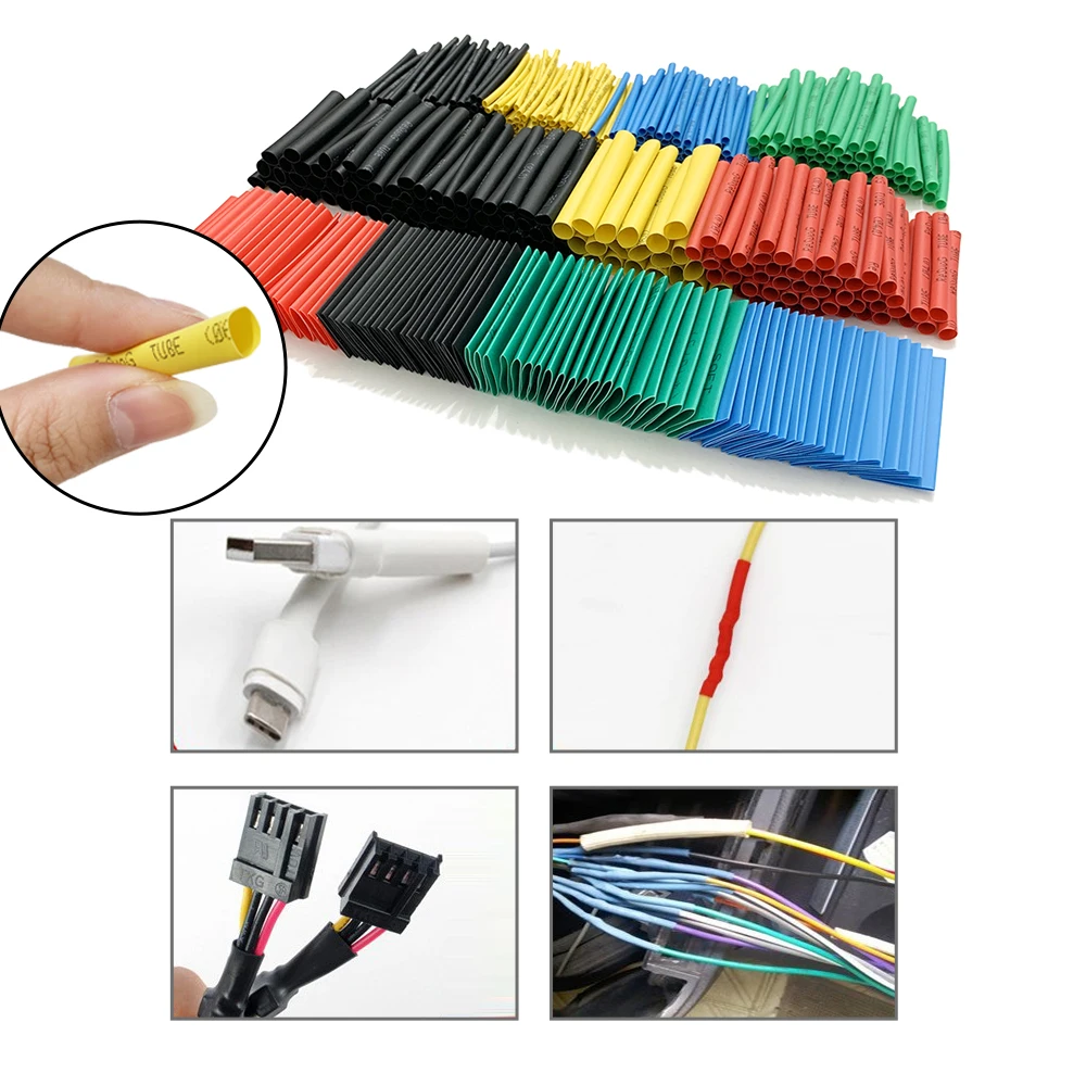 Heat Shrinkable Tube Kit Insulated Sleeving Tubing Set Electrical Cable Wire Thermoresistant 2:1 Car Wire Shrink Wrap Waterproof