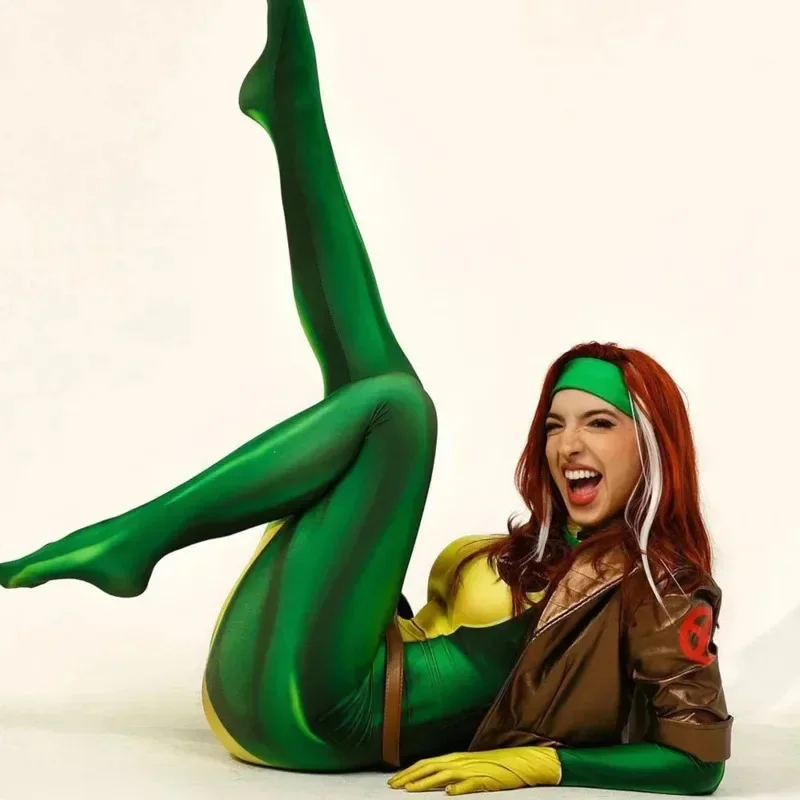 Disfraz de cosplay de Rogue (Anna Marie), body de cuerpo entero impreso en 3D para adultos y niños, fiesta de Halloween 4
