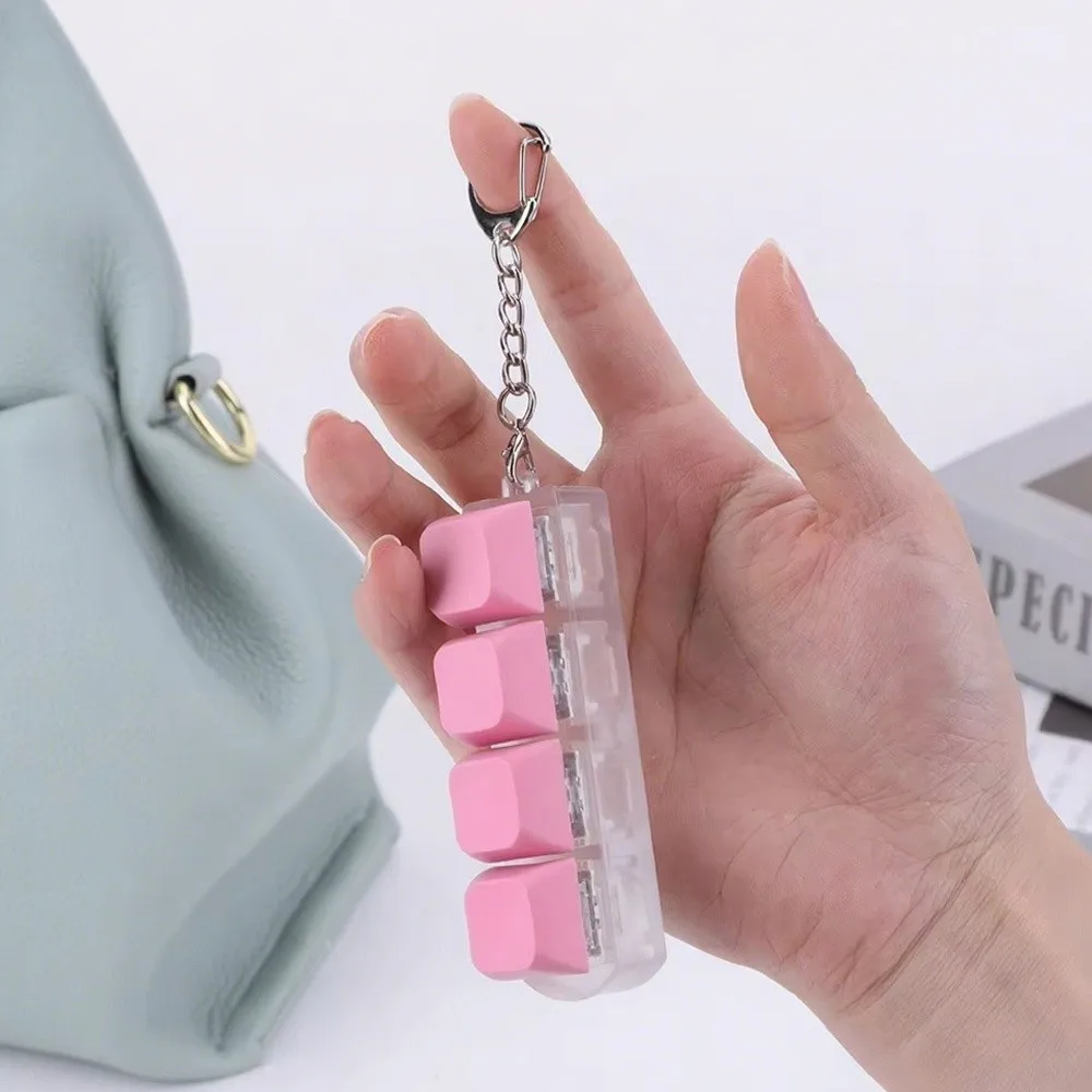 DIY キーキャップおもちゃ キーボード フィジェットおもちゃ キーチェーン付き ストレス解消キーボード キーチェーン フィンガーボタン 4ボタン シャフトテスター 大人向け