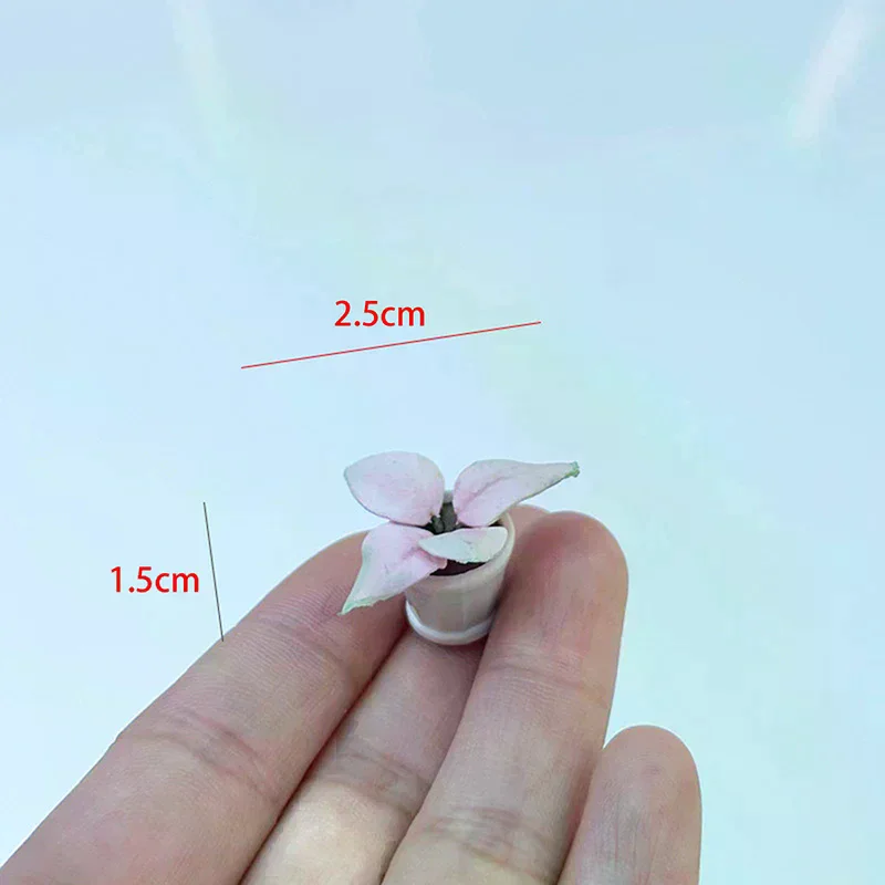 2PCS 1:12 인형 집 미니어처 식물 작은 꽃 냄비 모델 가구 액세서리 인형 집 장식 어린이 놀이 장난감