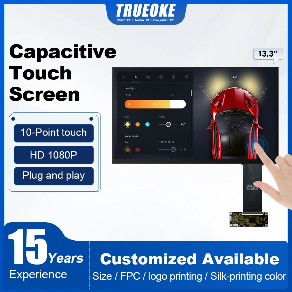 

Дигитайзер TRUEOKE Plug and Play 13,3-дюймовый 10-точечный сенсорный экран Сенсорная панель Сменный модуль Емкостный сенсорный экран