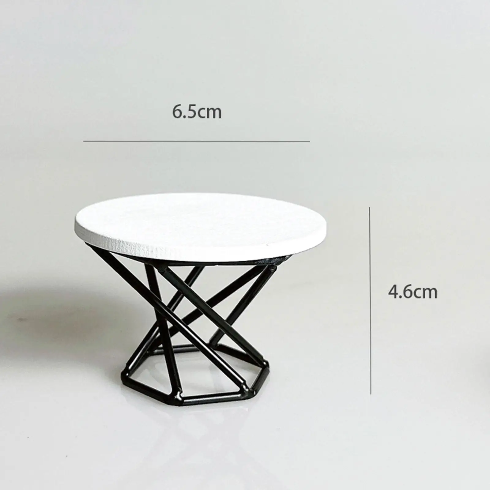 1/12 دمية الأثاث طاولة جانبية ملحق 6.5x4.6 سنتيمتر قوي ل مشهد صغير الديكور قاعدة معدنية نهاية الجدول نموذج مستدير