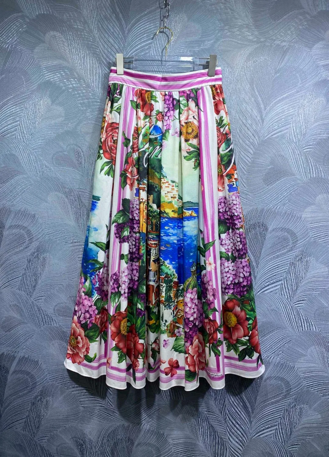 HIGH QAULITY Luxury Designer Summer Women Bohemian Floral Printed 100% Cotton A Line Maxi Skirt 2024 Fashion