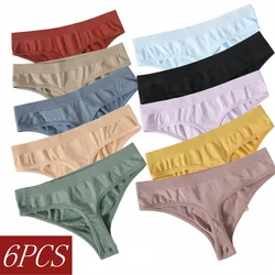 Bragas de cintura baja para mujer, ropa interior femenina de Color sólido, lencería Sexy, tangas íntimas, 6 unidades por juego