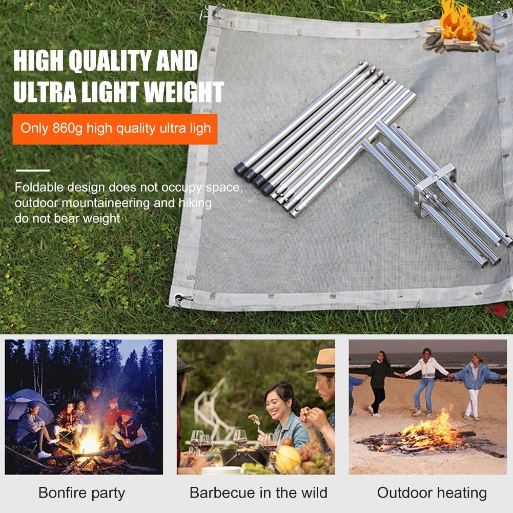 Stainless Steel Outdoor Camping Campfire Fire Rack Foldable Wood Stove Folding for Camping Outdoor Patio Backyard and Garden