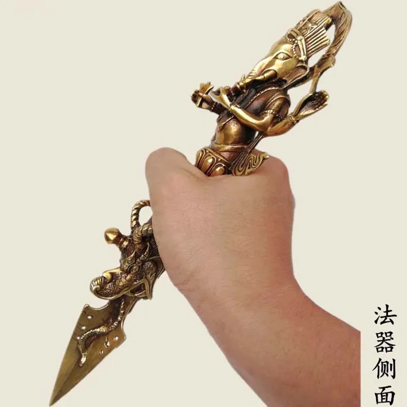 كبير آسيا تايلاند النحاس إله الحظ الفيل غانيش فوربا فاجراكيلا فاجرا طرد الأرواح الشريرة ماجيك إخضاع الموظفين ديكور #2