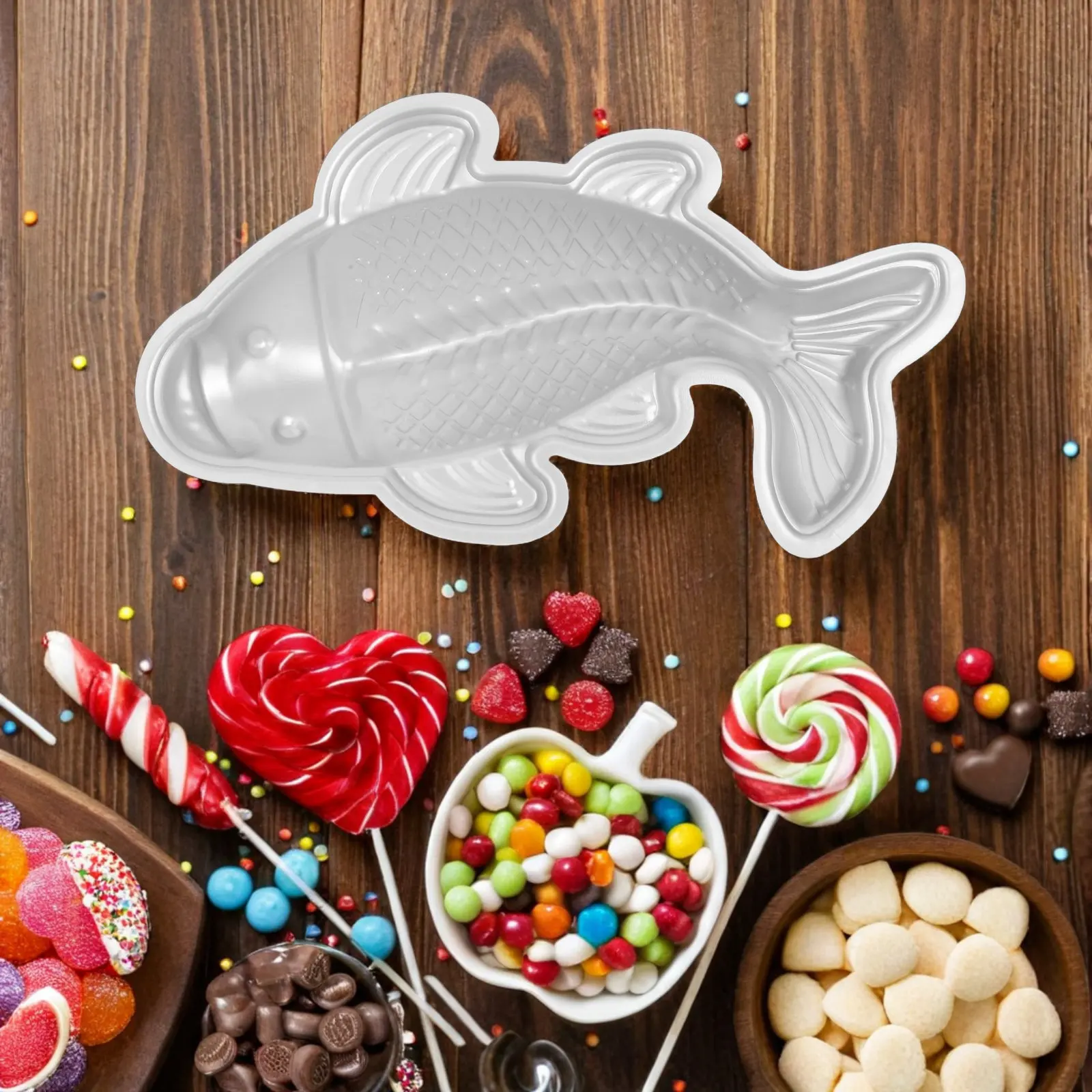 Aluminum Alloy Fish Shape Cake Mold 3D Detailed Carp Design for Baking Chocolate Jelly Pudding Mousse Fondant Sugar Art