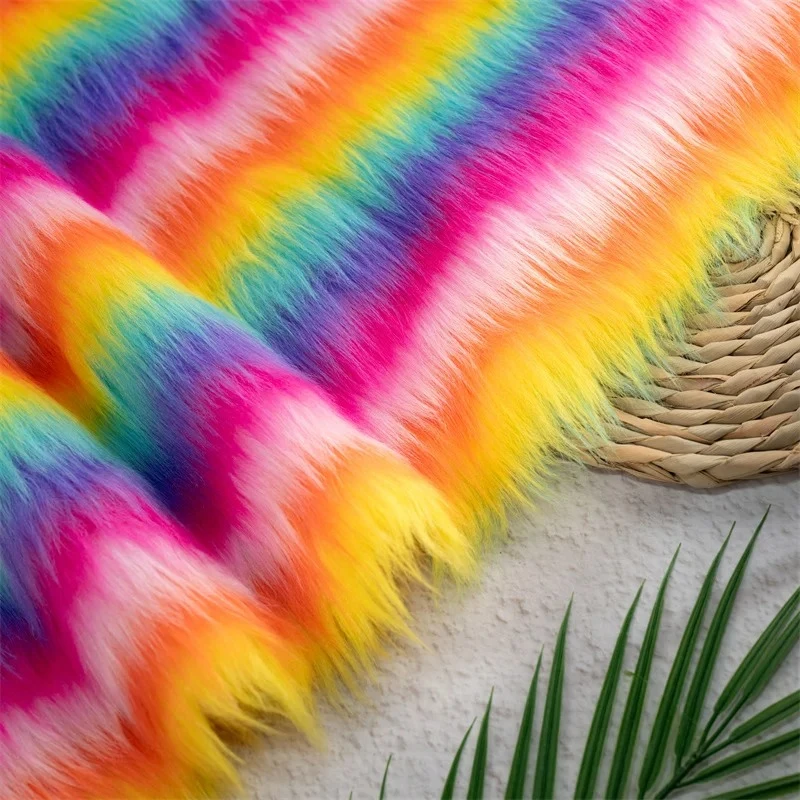 قوس قزح تقليد الثعلب أفخم النسيج للملابس الفراء طوق اليدوية DIY وشاح الديكور السجاد اكسسوارات حصيرة الخياطة القماش