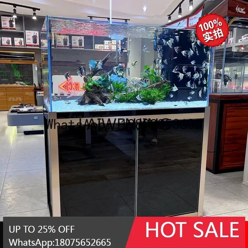 

bottom filter ultra-white glass aquatic plant tank ecological landscaping water-free Lanshou fish tank
